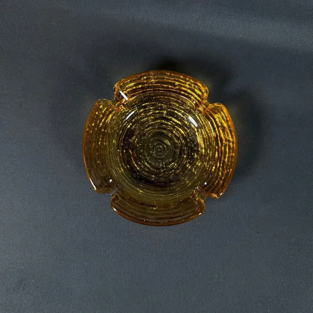 Vintage Soreno Glass Ashtray Honey Gold Amber 4.25